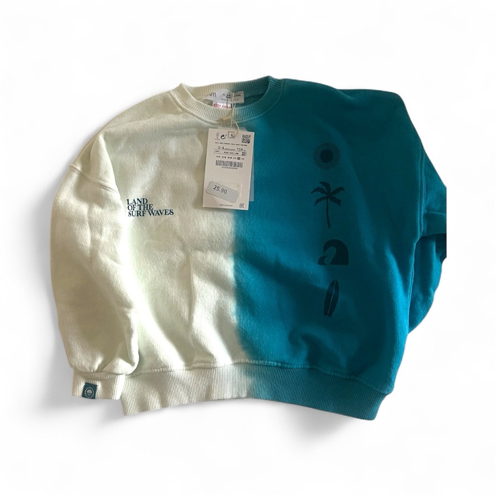 Kids Teal and Cream Crewneck Sweater